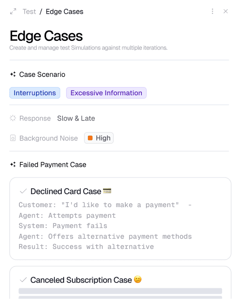 Edge case testing results