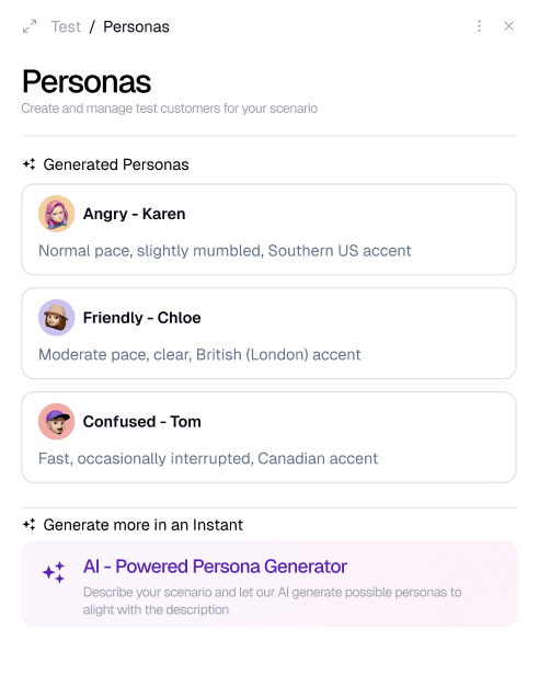 AI persona testing dashboard